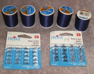 5 LG CARRETE ABRIGOS MORADOS DOBLE ROSCA 300 YARDAS CADA UNO Y 2 PAQUETES GANCHO Y OJOS EE. UU. Foto 1 de 4