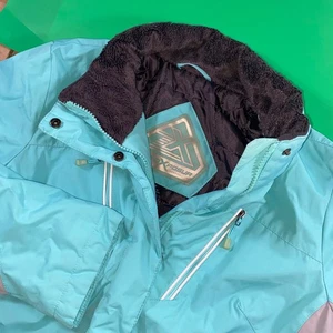 ZeroXposur Womens Boarding Ski Snow Jacket M Aqua Blue Gray Warm Padded flaw - Picture 1 of 8