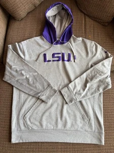 Nike Men’s Therma Fit Louisiana State Tigers LSU Fleece Hoodie Gray Lg - EUC! - Picture 1 of 13