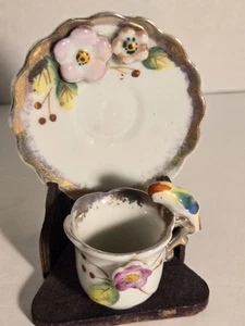 Miniatur Teetasse und Untertasse Sphinx Vogelgriff - Bild 1 von 10