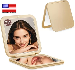 Kleiner Kompaktspiegel für Handtasche, 5X/1X Reise Vergrößerungsspiegel für Frauen, Make-up - Bild 1 von 6