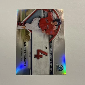 Inserto refractor Marcelo Mayer 2023 Bowman Chrome Scouts Top 100 #BTP4 Red Sox - Imagen 1 de 2