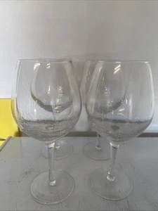 4 Pier 1 Crackle Bottom Clear White Wine Glasses 8 7/8" Discontinued Retired - Picture 1 of 5