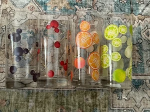 Set of 4 Glass Cup  MICKEY & CO FRUIT DINNERWARE DISNEY RARE - Picture 1 of 3