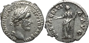 Roman silver denarius of Antoninus Pius - CLEMENTIA AVG - Picture 1 of 1