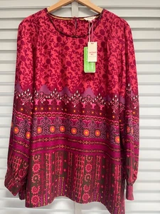 WHITE STUFF Plum Top UK 22 Purple Penny Eco Tunic Abstract Print Blouse £55 - Picture 1 of 16