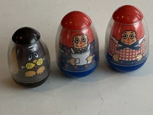 Raggedy Ann & Andy & Dog Weebles Wobbles 1977 Bobbs Merrill Co Vintage Spielzeug - Bild 1 von 5