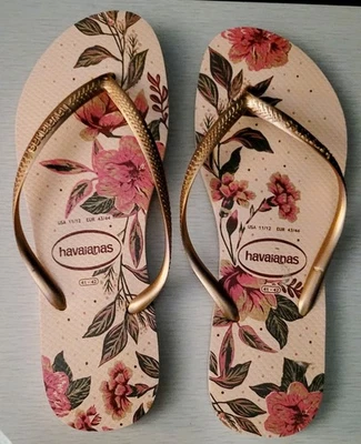 Chanclas HAVAIANAS Delgadas Ballet Rosa/Dorado Rubor Rosa Floral Playa EE. UU. 11/12 Foto 1 de 4