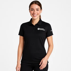 Neu mit Etikett Nike Golf Dri-FIT Expedia Local Expert Polo – Damengröße Small – schwarz - Bild 1 von 8