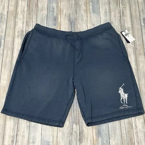 POLO RALPH LAUREN Mens XLT Tall Fleece Shorts Big Pony Blue Drawstring NWT - Picture 1 of 6
