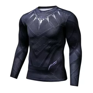 Men Compression Workout Shirt Super Hero 3D Print Tee for Sports Long Sleeve - Picture 1 of 5