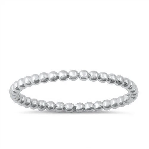 Dot Band Ring Genuine Sterling Silver 925 Rhodium Plated 1.6 mm Size 2 - 10 - Image 1 of 1