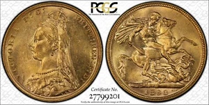 1893M Jubilee Head Sovereign in PCGS MS62 - Picture 1 of 3