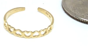 10 KT GOLD VERSTELLBARER OFFENER UMGEKEHRTER HERZEN ZEHENRING - GESCHENKBOX - KOSTENLOSER VERSAND! - Bild 1 von 8