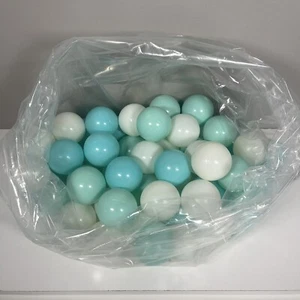 Kids Balls for Ball Pit 2.5” Crush Proof Blue White Teal Multipurpose 55PCS - Picture 1 of 7