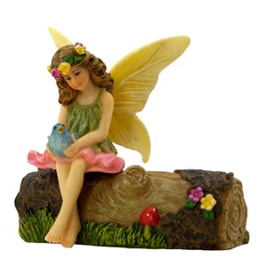Fairy Garden Fairy Figurine Accessories - Fairy Vicky on a Log - Picture 1 of 6