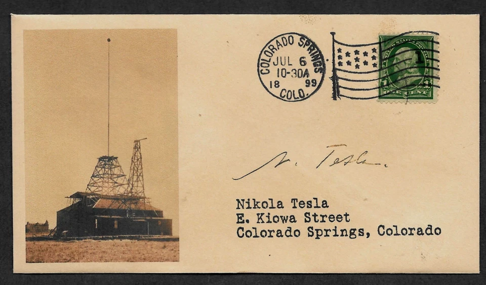 Nikola Tesla collector envelope w original period stamp 110 years old *OP1194 - Image 1 of 1