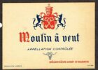 Étiquette inutilisée années 1930 FRANCE Sélection Loup Alsace MOULIN A VENT VIN