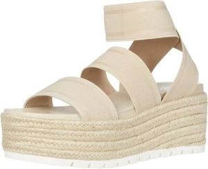 J/SLIDES - QUARTZ NUDE FABRIC ESPADRILLE SANDALS **FREE SHIPPING** - Picture 1 of 1