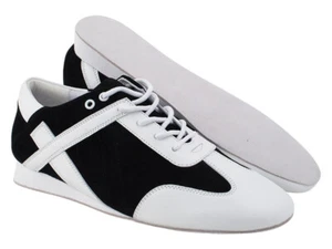 Black White Leather Dance Shoes Salsa Latin Bachata Merengue Men's Very Fine  - Picture 1 of 24