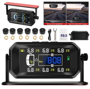 Wireless Solar TPMS LCD Car Tire Pressure Monitoring System w/6 External Sensors - Picture 1 of 17