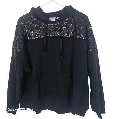 Torrid Hoodie Fleece Hoodie Women 00 Black Sequin Hoodie Pullover Hoodie Women - Image 1 of 4