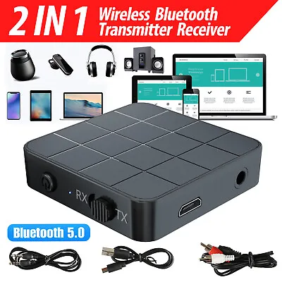 Bluetooth 5.0 Transmitter Receiver Stereo Music Audio Home TV Adapter For TV PC • 6.56$