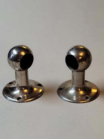 Antique Nickel Plated Brass Heavy Cast Towel Bar Brackets Holders c1910 Cover