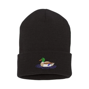 Wildlife Mallard duck embroidered beanie hat, custom embroidered beanie hat - Picture 1 of 2