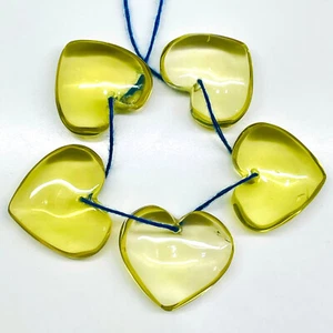 5 pezzi quarzo limone naturale 21-24 mm forato forma cuore pietre preziose sfuse scintillanti - Foto 1 di 9