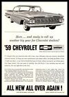 1959 Chevrolet 2-Door Sport Coupe With The "Hi-Thrift 6" Vintage GM Print Ad