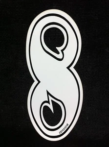 Große NOS weiß schwarz ZERONINE Nummer 8 Old School BMX Platte Aufkleber Sticker Haro - Bild 1 von 1