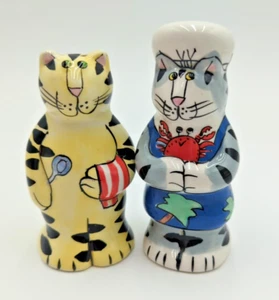 Catzilla Cats Chef & Cook Salt and Pepper Shakers Hand Painted - Picture 1 of 12
