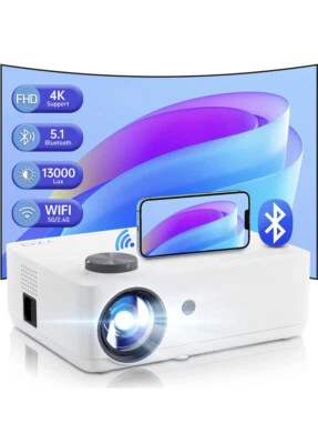 Native 1080P 5G WiFi Bluetooth Projector 4K Support 500ANSI Projector. - Image 1 of 4