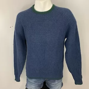 Men's Vintage Cambridge Blue Green Crew Neck 100% Wool Sweater Size XL - Picture 1 of 8