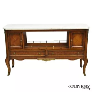 Weiman French Louis XV Style Marble Top Fruitwood Server Cabinet Console Table - Picture 1 of 12