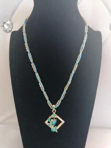 Kette  Collier goldfarben türkisfarben Anhänger  Strass  neu K68 - Bild 1 von 4