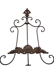Caballete plegable con soporte para libro de cocina para encimera de metal marrón cepillado 16x13" - Imagen 1 de 10