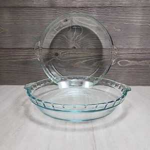 Pyrex Corning Kuchenplatten geriffelt überbackene Backform Klarglas 10 Zoll - Bild 1 von 5
