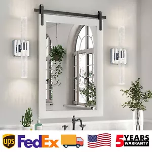 2 Pack 17'' indoor LED Wall Sconce Light Modern Crystal Chrome Bedroom Fixture - Picture 1 of 10