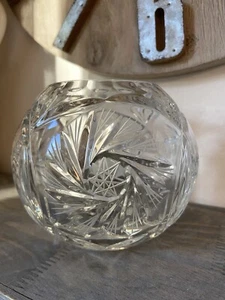Lead Crystal Small Rose Bowl Crystal Heavy Candy Round Hollywood Regency - Picture 1 of 6