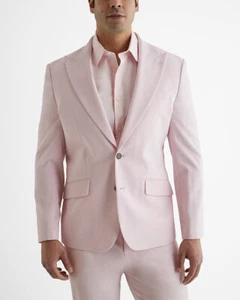 NEW EXPRESS $288 PINK SLIM WOOL BLEND MODERN TECH SUIT JACKET SZ 40S - Picture 1 of 4