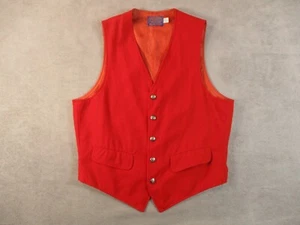 Vintage Pendleton Wool Vest Men's Red 36 Red Satin Lining Button Closure - Picture 1 of 13