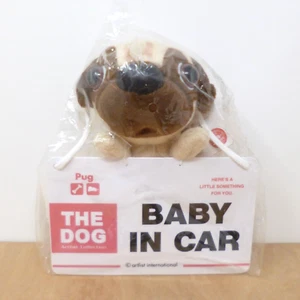 The Dog Artlist Collection Pug 'Baby in Car' Sign Plush Soft Toy Japan Import 7" - Imagen 1 de 7