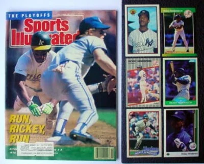 Rickey Henderson 1989 Sports Illustrated Magazine Oct 16 + 6 Upper Deck Topps - Image 1 of 4
