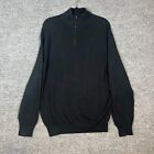 J.Crew Sweater Mens Large Black Cashmere Blend 1/4 Zip Pullover Long Sleeve