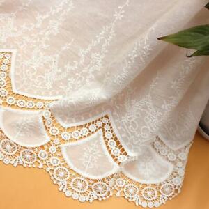Scalloped Cotton Fabric Hollowed Embroidery Lace Fabric DIY Bridal Wedding Cloth