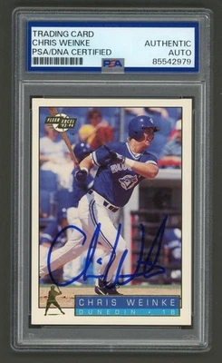 Chris Weinke Signed 1993-94 Fleer Excel Card #150 (PSA) Dunedin Blue Jays Auto - Image 1 of 2