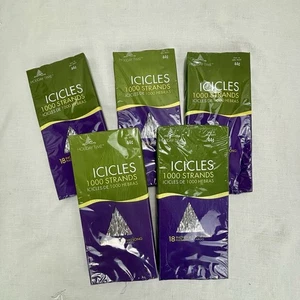 5 Packs Silver Tinsel Icicles Christmas Tree Decorations 1000 Strands 18" Length - Picture 1 of 4