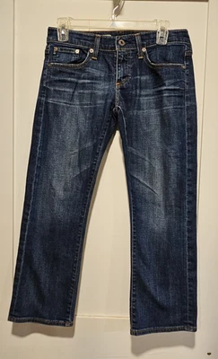 Jeans feminino AG Adriano Goldschmied 27 azul feito nos EUA The Tomboy cropped denim - Imagem 1 de 4